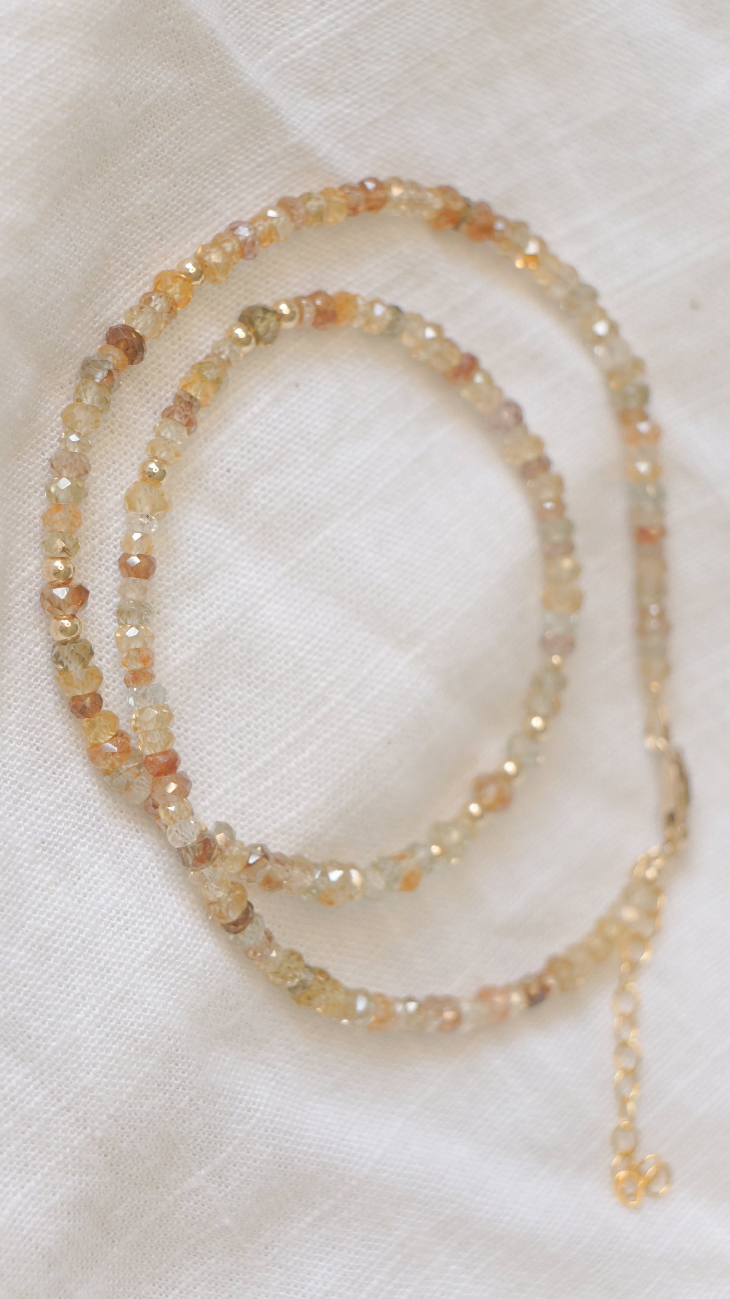 Mixed zircon beaded necklace - gold