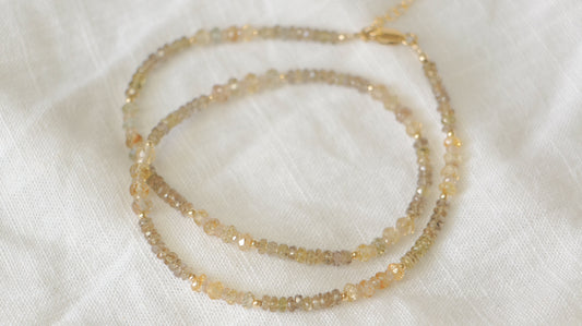 Colour-change garnet & zircon beaded necklace - gold