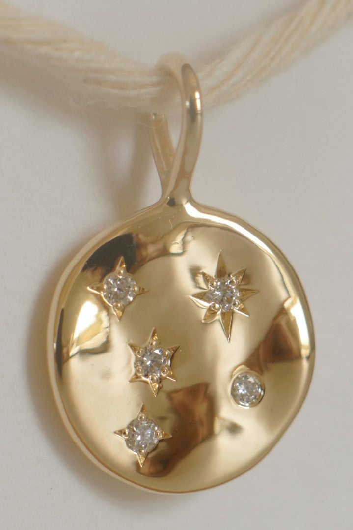 Solid gold round wave pendant - Made To Order